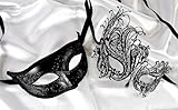 Lovers Collection Men Women Couple Black B18 Combo Cut Venetian Masquerade Mask Event Party Ball Mardi Gars