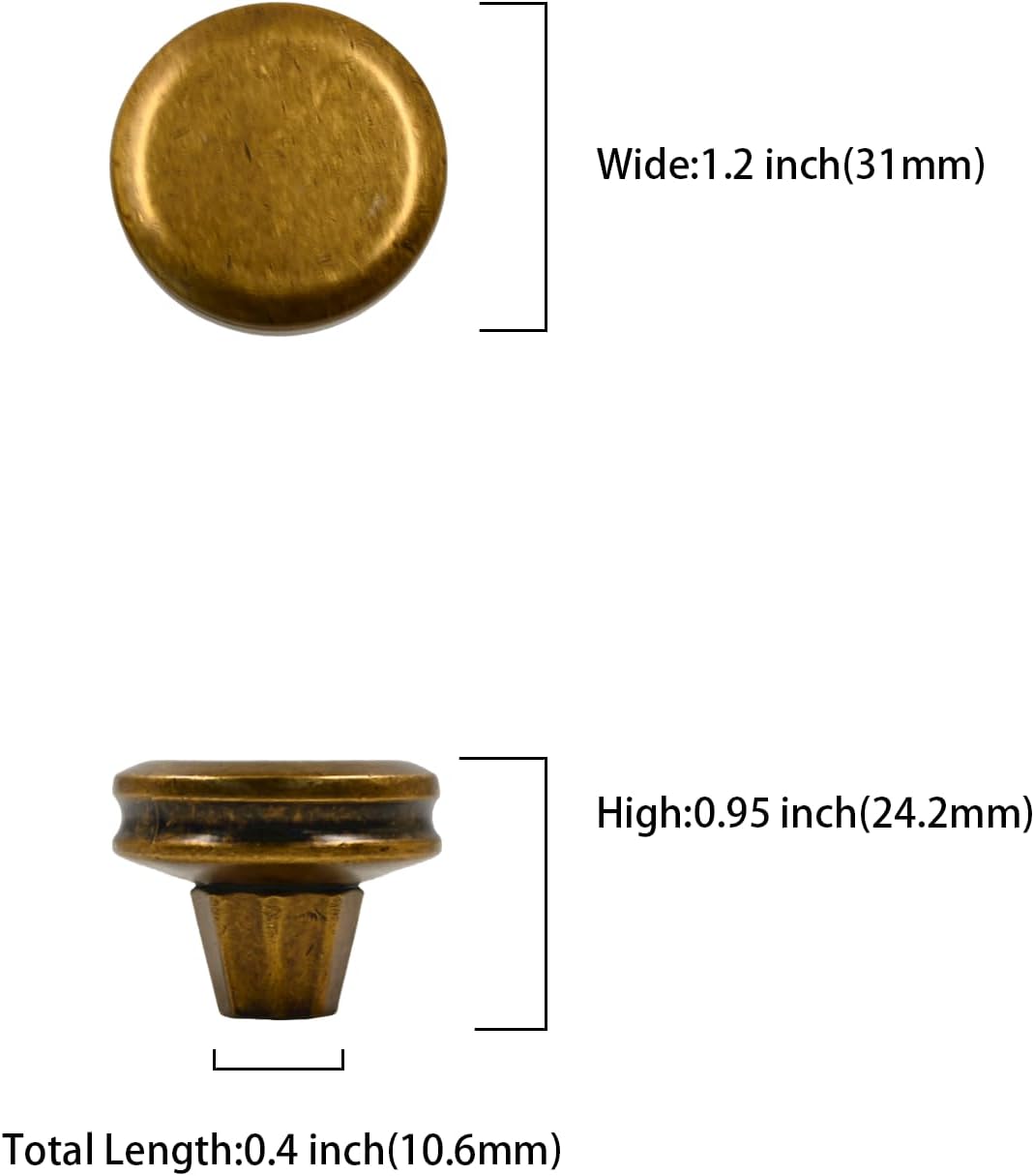 Asidrama 10 Pack Antique Brass Kitchen Cabinet Knobs Drawer Knobs Cabinet Hardware Zinc Knob for Dresser Drawers