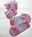 Crochet slipper set for mom and daughter, Mother's Day gift, mom and daughter, gray, pink, purple, ribbon bow, handmade exclusive design,
