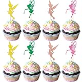 24 Pack Glitter Fairy Cupcake Toppers Angel Fairy Cupcake Picks Ballet Dancer Cake Decorations for Wedding Bridal Shower Baby Shower Birthday Party Supplies Colorful