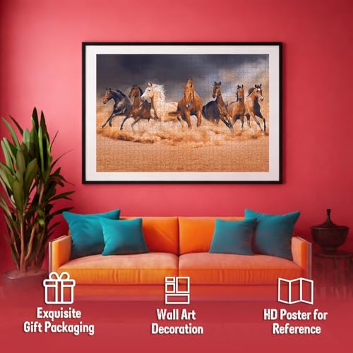 Image of Castle Jigsaw Puzzles, Dinosaurs + Horses, 500 Pcs, Ages 5+ | Realistic Illustration, Brain Booster, Fun and Creative Game, For Kids and Children