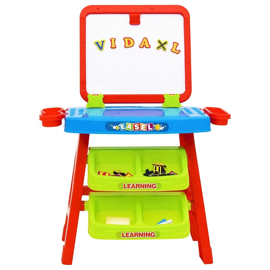 Mangloder - Set di cavalletto bifacciale per bambini, con lavagna magnetica e lavagna, include lettere, numeri, colori, strumenti di scrittura per l'apprendimento creativo e il gioco nella cameretta