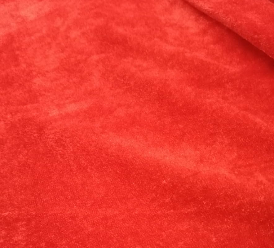 Alina Moda Velvet Fabric Decorative Soft Smooth & Silky Cloth (1 Meter, Color Red)