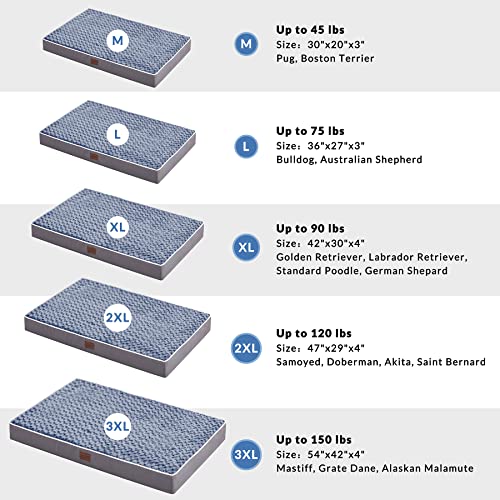 Large Orthopedic Dog Bed For Medium, Large And Extra Large Dogs, Egg-Crate Foam Pet Bed Mat With Rose Plush Removable Cover, Waterproof Lining, And Non-Slip Bottom, Machine Washable #TOP6