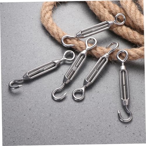 KOMBIUDA 5pcs Tensores de Acero Inoxidable con Ganchos de Alta Resistencia para Cables y Tensores de Sombra miniatura 6