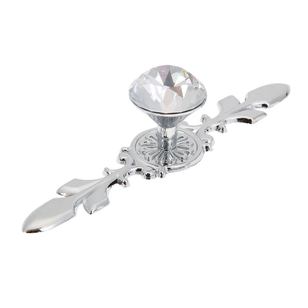 Demiawaking Crystal Round Drawer Knob, Modern Rhinestone Glitter Pull Handles for Drawers Cupboards Dresser Wardrobes (170 mm)