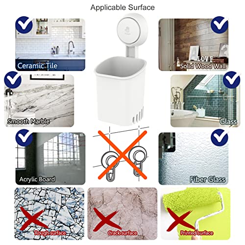 Leverloc Toothbrush Holder Suction Cup Wall Mounted, 2 Packs Shower Toothbrush Holder For Bathroom Drill-Free Electric Toothbrush Toothpaste Razor Holder Removable Self Draining For Kitchen #TOP7