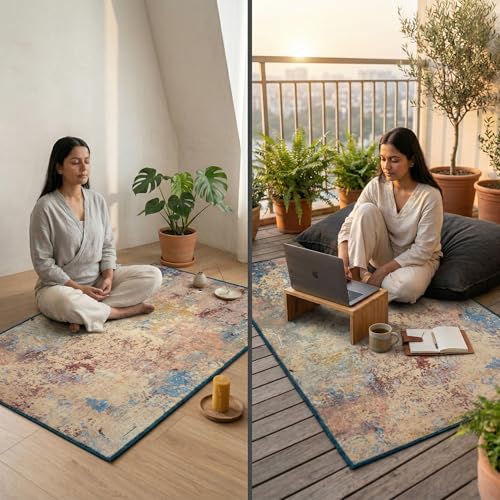 Image of Dream Weaverz Anti Slip Rectangular Carpet for Living Room & Hall | Silk | Flat Woven Soft Washable Floor Mat for Home, Bedroom Floor & Kitchen | Durable Anti Skid Rug for Daily Use (3 X 5) feet