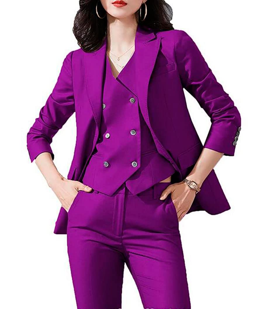 Botong Conjunto de 3 piezas para mujer, traje de oficina, chaqueta de chaleco, pantalones de negocios, trajes de fiesta, traje casual