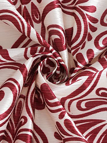 Image of Cortina Damask Light-Filtering Polyester Curtains 7 feet Long Set of 2 for Door [ Opacity: 50-60%, Color: Maroon, Printed Curtain -130 GSM ]