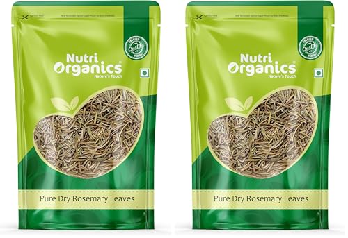 Image of NutriOrganics Rosemary Dried Leaves - 200gm | Rosemary Leaves for hair growth & Food (Pack of 2)