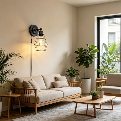 Aplique de pared E27 industrial con interruptor para iluminar zonas sin cables internos