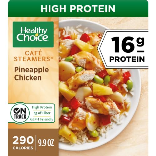 Healthy Choice Cafe Steamers Pineapple Chicken, Convenient Microwave Meal Made With No Preservatives, Frozen Meal, 9.9 OZ Bowl