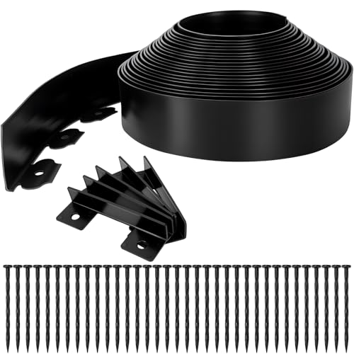 3 Inch Landscape Edging 3 x 100 Garden Edging 3 Inch No Dig Edging for Landscaping with 120 Pcs Anchoring Spikes and 5 Pcs Connectors Flexible Landscape Border Edging for Landscaping(Black)