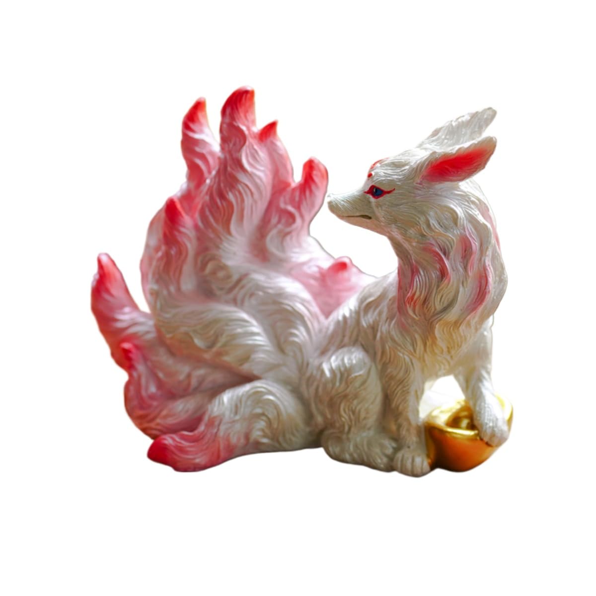 AOTTSD Resin 3D Nine Tailed Fox Sculpture Ornament Small Fox Statue Mascot Spirit Fox Office Home Desktop Decoration Collectibles (Fox)