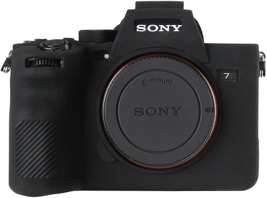 Camera Case for Sony A74 A7M4 A7IV- Protective Silicone DSLR Skin Cover, Detachable Cage, Shockproof, Dustproof (Black)