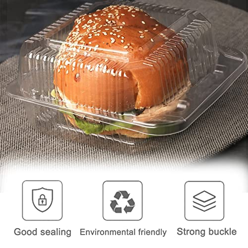 Jizvxe DSGRJK 100 Pack Clear Plastic Square Hinged Food Container,Disposable Plastic To Go Containers With Clear Lids,Cake Slice Containers Clamshell Takeout Tray thumb #5