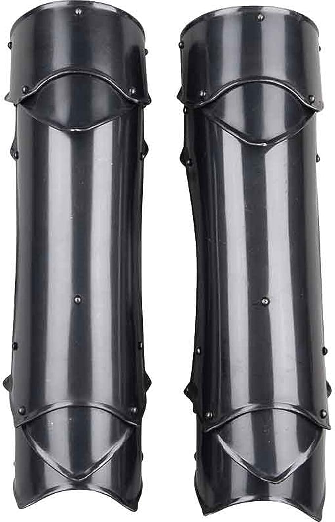 Medieval Blackened Rikomer Greaves LARP Armour