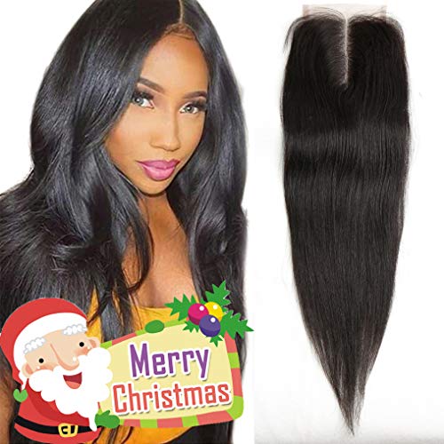 Grace Length Straight HD Transparent 4x4 Lace Closure 12 Inch Swiss Lace Front Ear to Ear 100% Unprocessed Brazilian Human Hair for Women (Natural Color)