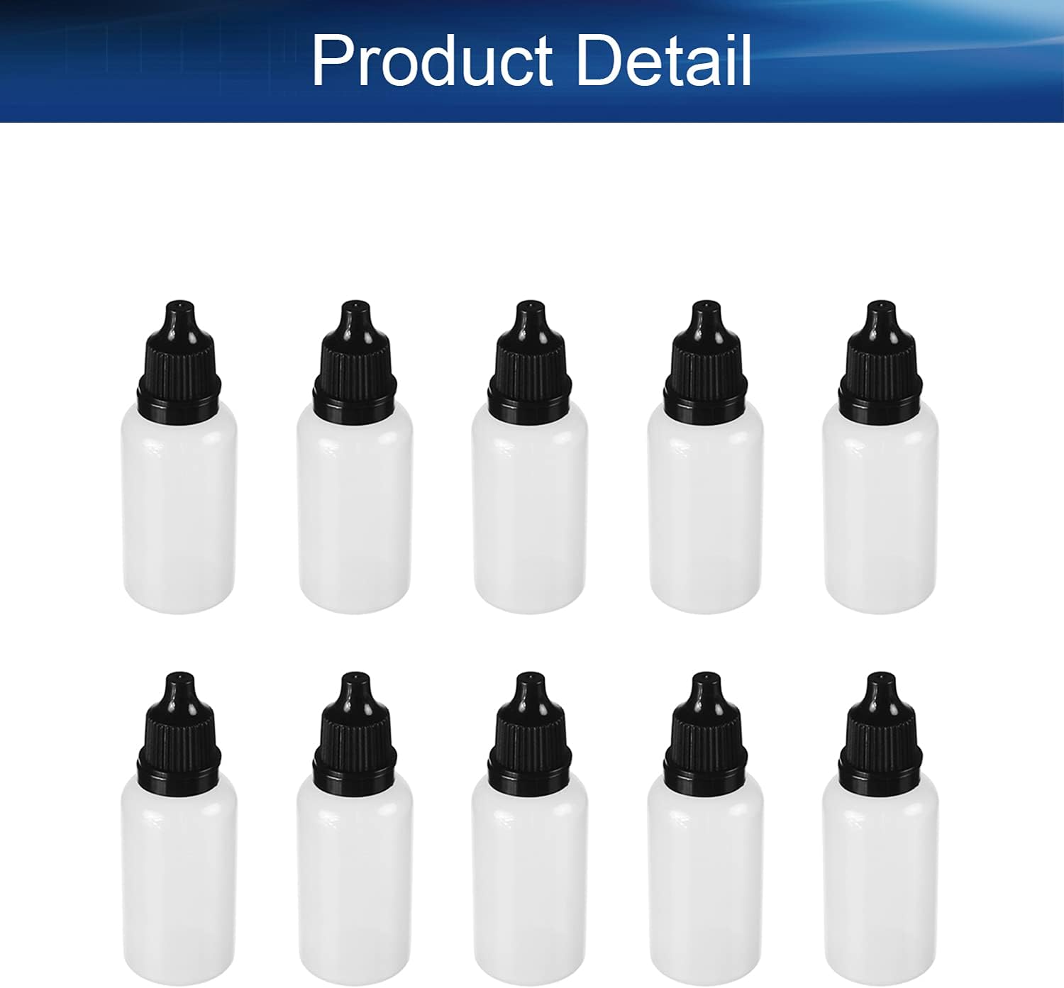 Bettomshin 50Pcs 20ml PE Plastic Dropping Bottles, Thin Mouth Vial of Squeezable Liquid Eye Liquid Dropper, Liquid Sample Seal Storage Translucent Bottle with Black Cap : Industrial & Scientific