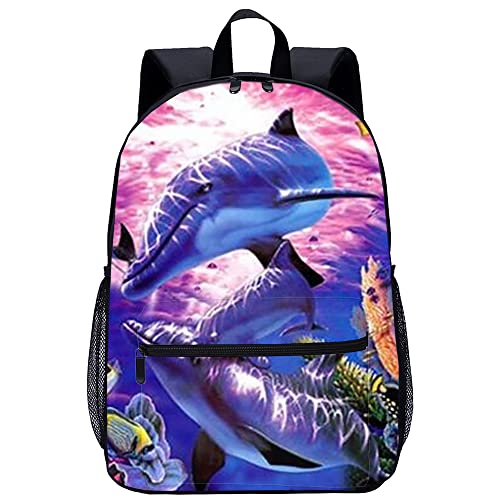 Sac à dos scolaire dauphin 3D pour garçons de 45x30x15cm