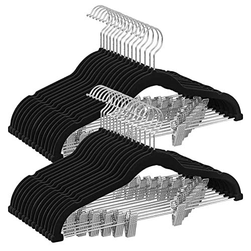 Songmics Home SONGMICS 30 Pack Pants Hangers, Velvet Hangers with Adjustable Clips