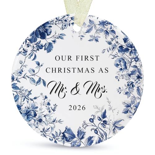First Christmas as Mr and Mrs Ornament 2026, Ceramic Wedding Keepsake