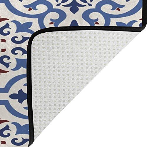 Tapis de sol antidérapant intérieur lavable grand format damassé - 5