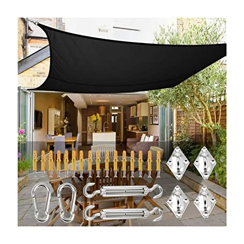 Voile d'ombrage rectangulaire imperméable 2x3m noire avec kit de fixation
