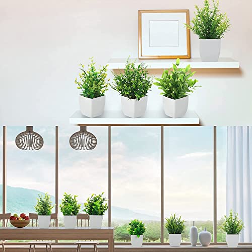 Image of Dekorly Artificial Potted Plants, Artificial Plastic Eucalyptus Plants Small Indoor Potted Houseplants, Small Faux Plants for Home Decor Bathroom Office Farmhouse (Set 0F 10)