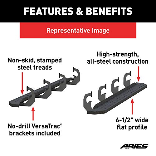 Aries 2055511 Ridgestep Black Steel 6-1/2 X 75-Inch Truck Running Boards, Select Chevrolet Silverado, Tahoe, Gmc Sierra, Yukon #TOP3