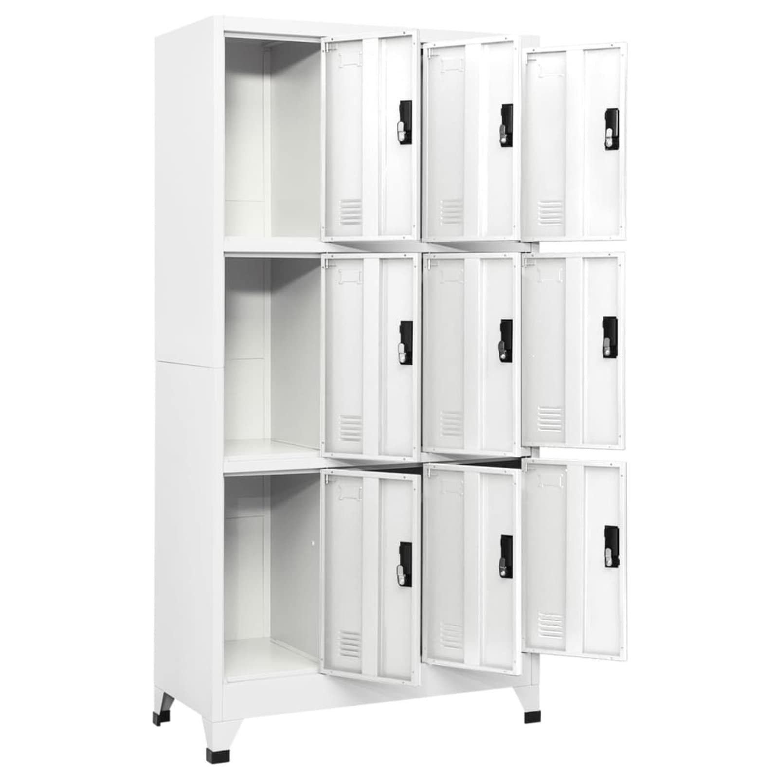 Taquillas Metalico, Taquillas Vestuario, Armario Taquillas Armarios Archivadores, con 9 Compartimento y Puertas con Cerradura, para Colegios y Oficinas, Blanco 90x45x180 cm