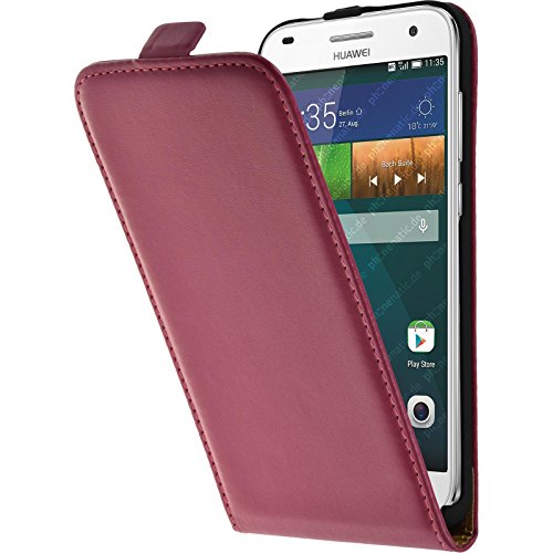 PhoneNatic Cubierta de Cuero Artificial Compatible con Huawei Ascend G7   Flip Case Rosa Caldo   Cover Cubierta + Protector de Pantalla