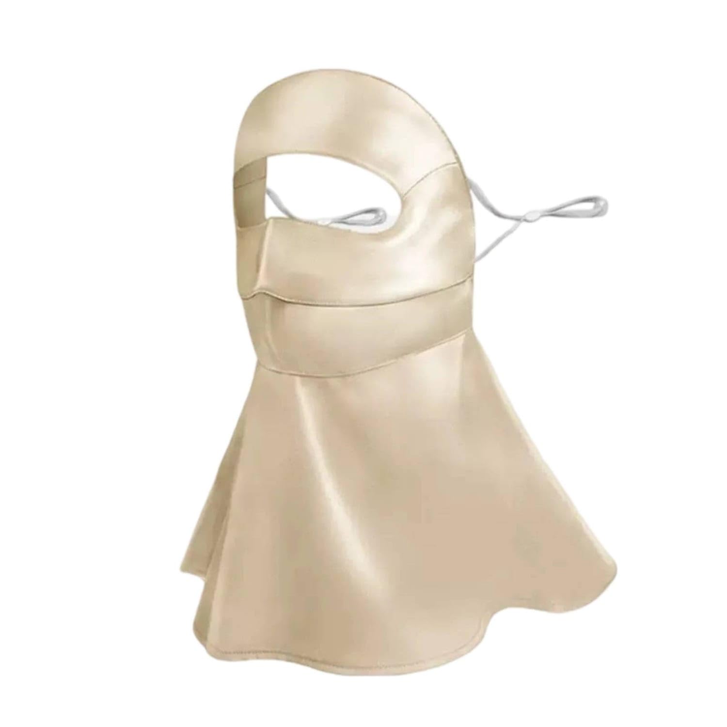 URJIX™ Double-Layer Full-Face Silk Mask Face Cover Long Gold | Coverage Construction Wearing Style Effect Gold Silk Face Cover Long-image-47