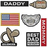 WILDREEDS 7 Pieces Daddy and Mommy Patches, Hook and Loop Tactical Funny Patch for Hats, Diaper Bags, Lunch Bags