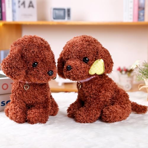 Lunaobrik Plüsch Hund Puppe | Weiches Braun Lockiges Haar Dekoration Kuschelkissen | Plüschtierspielzeug In Form Eines Hundes - Für Jungen Mädchen Studenten Wohnzimmer Schlafzimmer