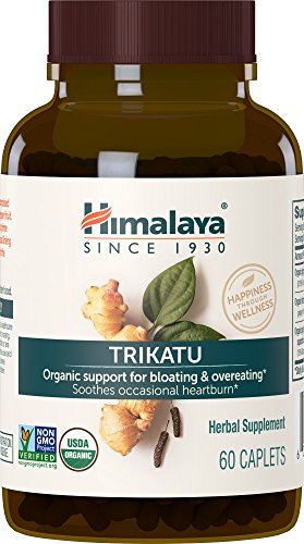 Himalaya Organic Trikatu, Digestion Supplement for Heartburn, Gas and Bloating Relief, 690 mg, 60 Caplets, 2 Month Supply