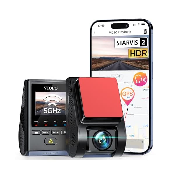 VIOFO Dash Cam A119 Mini 2, STARVIS 2 Sensor, 2K 60fps/HDR 30fps Voice Control Car Dash Camera with 5GHz Wi-Fi GPS, Night Vision 2.0, 24H Parking Mode, Supercapacitor, Support 512GB Max