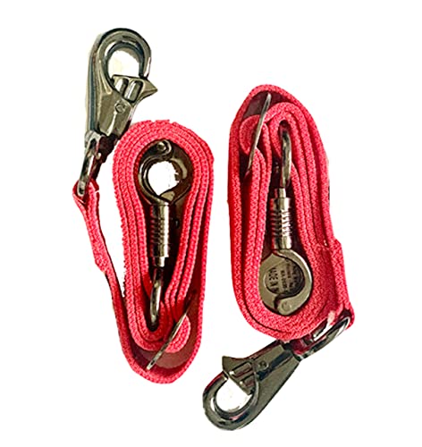 Majestic-Ally-Pack-of-2-Double-Thick-Trailer-Tie-for-Horse-Haulage-with-Adjustable-Buckle-Panic-Snap-and-Bull-Snap--1-Inch-by-36-Inch-Red