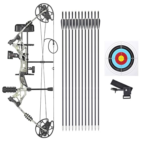 AW Compound Bow Kit 70 Lbs Draw Weight for Adult Professional Hunting Target Practice Arrow Archery Hunting Shooting, Camo