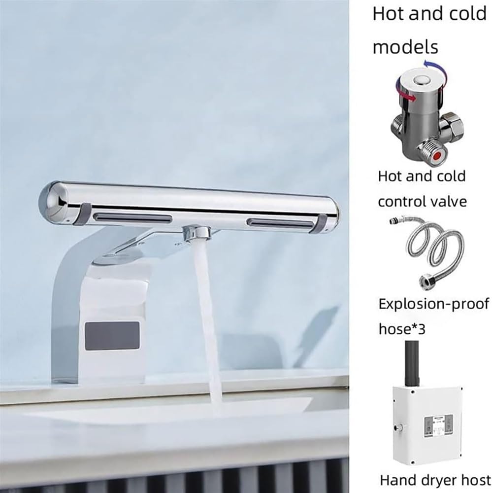 Asciugamani Automatico con sensore， 2 in 1， Lavaggio e Asciugatura delle Mani， con Filtro， Rubinetto per Bagno da 1150 W con Asciugamani， Asciugatura Rapida in,