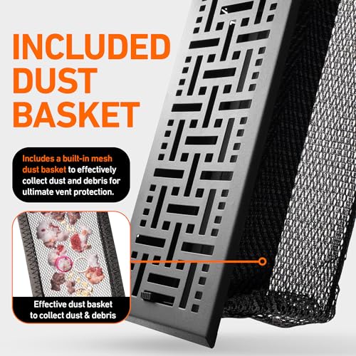 Home Intuition Basketweave Floor Vent Covers 4X14 Inch Floor Register with Mesh Cover Trap Heat and Air Walkable Metal Floor Vent for HVAC Duct, Matte Black by Home Intuition - Used condition - US$19.54