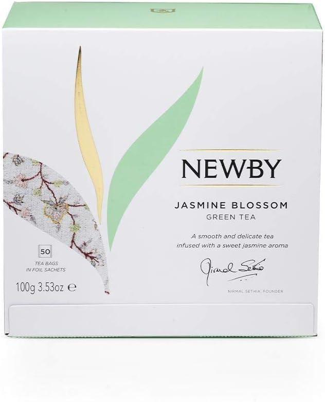 Jasmine Blossom Tea – 50 Individually Wrapped Tea Bags – Floral & Refreshing Green Tea by Newby Teas