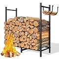 GREENER Firewood Rack Indoor Log Holder Wood Storage For Fireplace, Heavy Duty Metal Firewood Holder with Removable Holders, Up-Loaded to 350lb?Decor Outdoor Log Holder