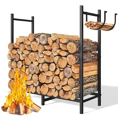 GREENER Firewood Rack Indoor Log Holder Wood Storage For Fireplace, Heavy Duty Metal Firewood Holder with Removable Holders, Up-Loaded to 350lb?Decor Outdoor Log Holder