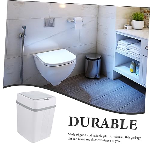 Bote de basura automático con sensor de movimiento plástico blanco miniatura 3