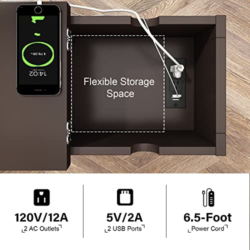 Choochoo End Table With Charging Station, Narrow Flip Top Side Table With Usb Ports & Power Outlets For Small Spaces, Bedside Table With Storage, Nightstand Sofa Table Living Room, Bedroom Espresso #TOP5