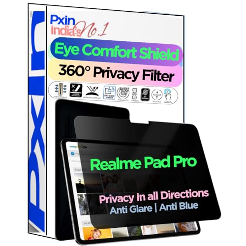 Image of PxIn Tablet Privacy Screen Guard compatible with Realme Pad Pro | No.1 | Anti Glare | Anti Blue Light | Anti UV | 4 Way Privacy Filter | 360 Privacy | Eye Protect