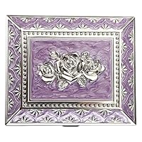 TOLIDA - Scatola portagioie vintage di lusso, scatola portagioie rettangolare in metallo, scatola portagioie per orecchini, collane, anelli, regalo di nozze, decorazione per ragazze e donne (Beige