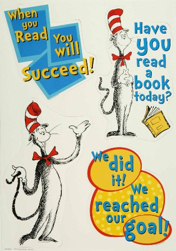 Eureka Dr. Seuss The Cat In The Hat 'Reading Goals' Bulletin Board Set And Classroom Decorations For Teachers, 326 Pcs #TOP2